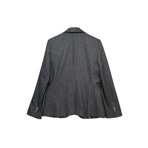 Land's End Wool Cashmere Blazer Jacket Pin Stripe Grey Pink Sz 10 Tall - Picture 2 of 10